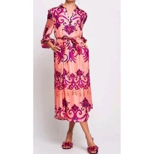 Ciebon Ulla Dress Pink Longsleeve Sheath Linen Blend Nordstrom Sz L *No Belt*